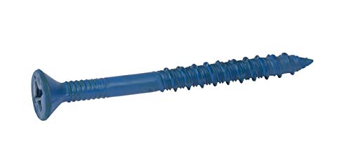 CONFAST 14 x 4 Blue Flat Phillips Concrete Screw Anchor with Drill Bit for Anchoring to Masonry Block or Brick (100 per Box)