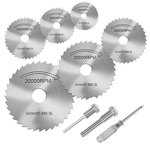 Cutting Wheel Set for Rotary Tool 6Pcs HSS Circular Saw Blades with 1 Screwdriver for Wood Plastic Metal Stone Cutting