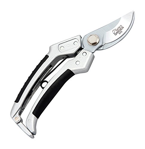Bypass Pruning Shears - Cates Garden 8 Premium Hand Pruner - Heavy Duty SK5 High Carbon Blades - Ergonomic Angled Design for Pain-free Cutting
