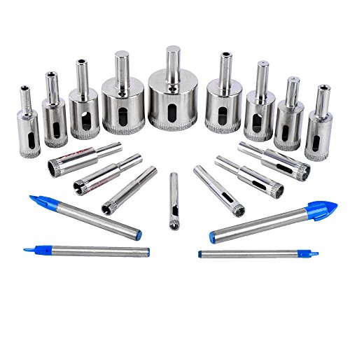 Huaha Drill Bits Set include 16pcs Diamond Hole Saw Drill Bit 6mm To 35mm With 4pcs Glass And Tile Drill Bits 6mm To 12mm