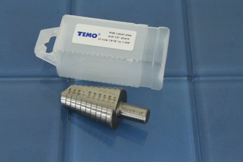 TEMO M35 cobalt 10 size double flute step drill 12 shank 1316 to 1-38 2D3