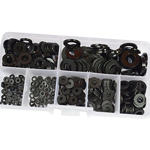 Nylon Flat Round Washer Clear Plastic Spacer Countersunk Thickness Fender Gasket Ring for Screw Standard Fastener Hardware Tool M2 M25 M3 M4 M5 M6 M8 Assortment Kit Set Assorted SAE Black 350pcs