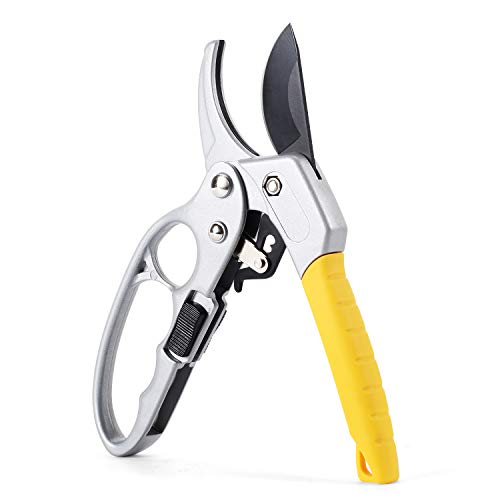WHATOOK Pruning Shears for Gardening Heavy Duty Hand Pruners Bypass Shears Plant Clippers Cutter Sharp BladeTree Trimmers Scissors Garden Snips Gardening Tools for Plant FlowerYard（Yellow）