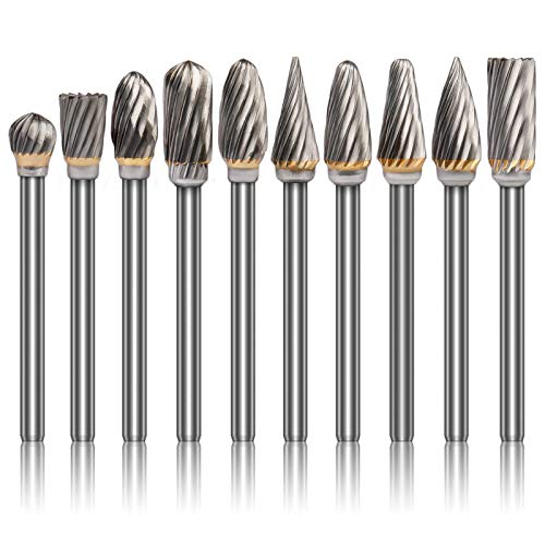K Kwokker Tungsten Carbide Burr Set 18 Shank Diamond Files HRA85 Rotary Tool Accessory Kit Drill Chucks Accessories for Dremel Rotary Drill Air Die Grinder for Metal Polishing Wood Carving
