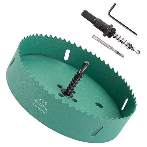 6 Inch Hole Saw XOOL Hole Saw Set is Made of Heavy Carbon Steel Used for Cutting Soft Metals Drywall Plastic Wood Fiberboard Great for Making Cornhole Boards