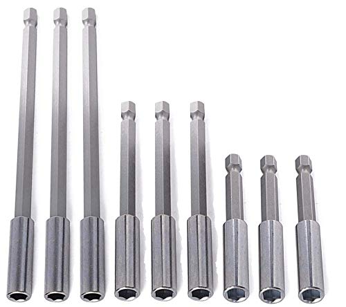 LONKER 9Piece Set Magnetic Bit Holder Extensions 246  Universal 14 Hex Shanks That Fits Most Power Drills