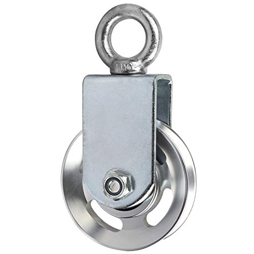 OTTFF 3½ in OD Fitness Cable Pulley Aluminum Alloy Mute Metal Bearing  Detachable Bracket Lift Pulley Cable Machine Pulldown Part Heavy Duty 360 Degree Rotation Traction Wheel for Home Gym