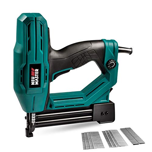 Electric Brad Nailer NEU MASTER NTC0040 Electric Nail GunStaple Gun for Upholstery Carpentry and Woodworking Projects 14 Narrow Crown Staples 200pcs and Nails 800pcs Included